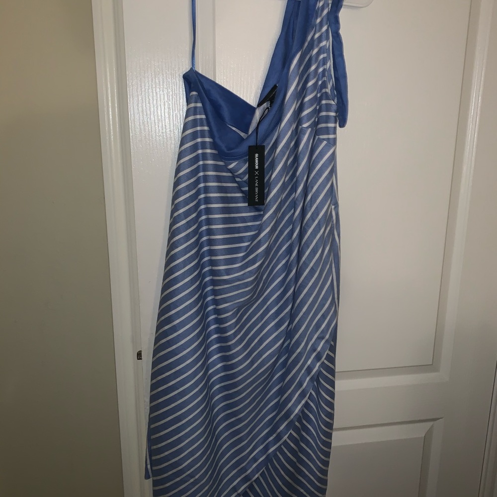 One shoulder striped dress